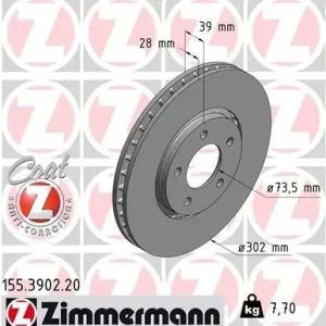 Niska cena Tarcza hamulcowa ZIMMERMANN 155.3902.20