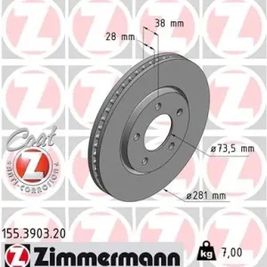 Łatwy zwrot Tarcza hamulcowa ZIMMERMANN 155.3903.20