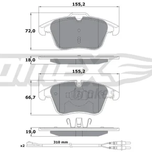 Rabat Zestaw klocków hamulcowych, hamulce tarczowe TOMEX BRAKES TX 16-55