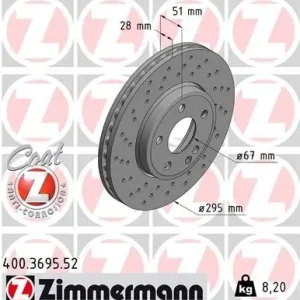 Tarcza hamulcowa ZIMMERMANN 400.3695.52 2464212412 Obniżka ceny