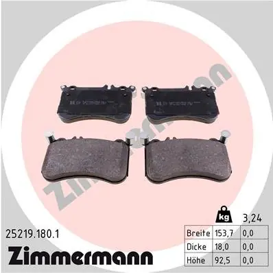 Obniżka ceny Klocki hamulcowe ZIMMERMANN 25219.180.1 64200520