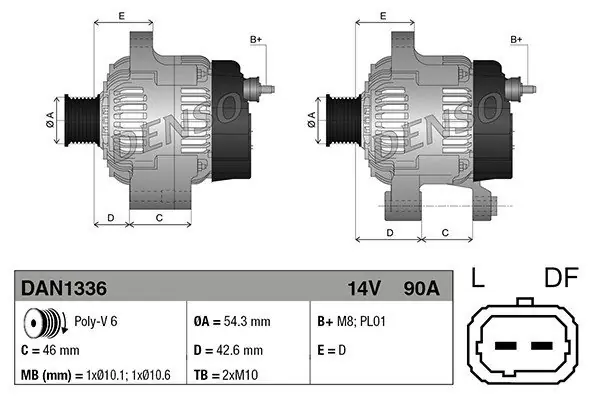 Taniej Alternator DENSO DAN1336 57055B