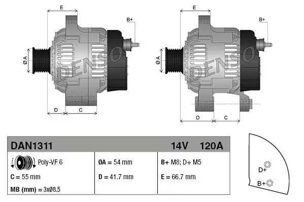 Nowość Alternator DENSO DAN1311 51916020