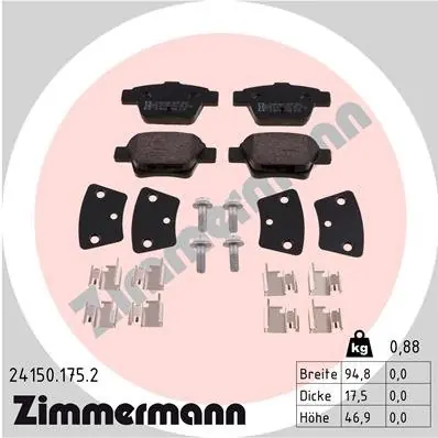 Bezpieczna płatność Klocki hamulcowe ZIMMERMANN 24150.175.2 24150173